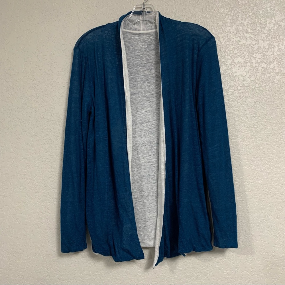 Majestic Filatures Cardigan Sweater Womens 2/M Linen Open Lightweight Minimalist